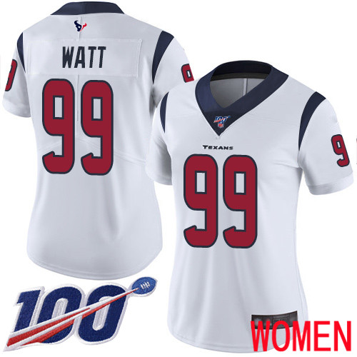 Houston Texans Limited White Women J J  Watt Road Jersey NFL Football #99 100th Season Vapor Untouchable->women nfl jersey->Women Jersey